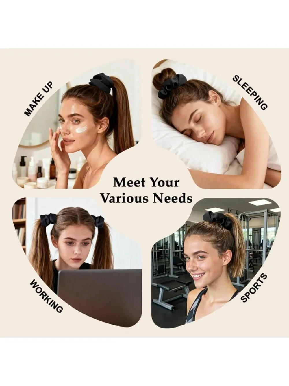 8PCS Satin Scrunchies for Women - No Crease, Frizz-Free Hair Ties, Soft